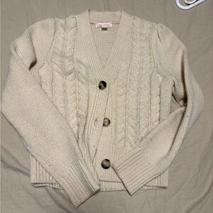 Joe Fresh Cream Cable Knit Button-Front Cardigan